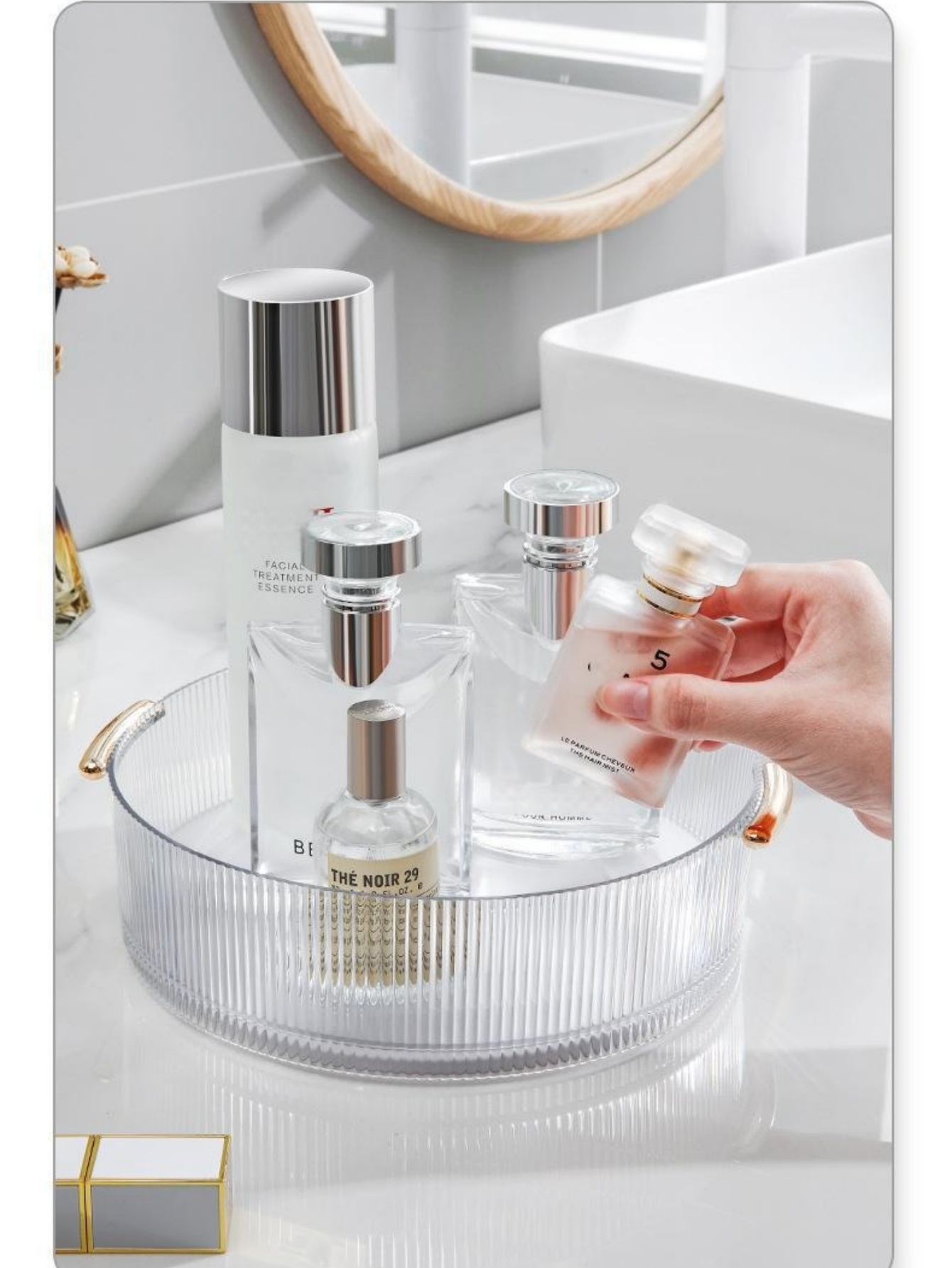 Vertical Ribbed Transparent Ma - Luxury Skincare Tray 评论和价格