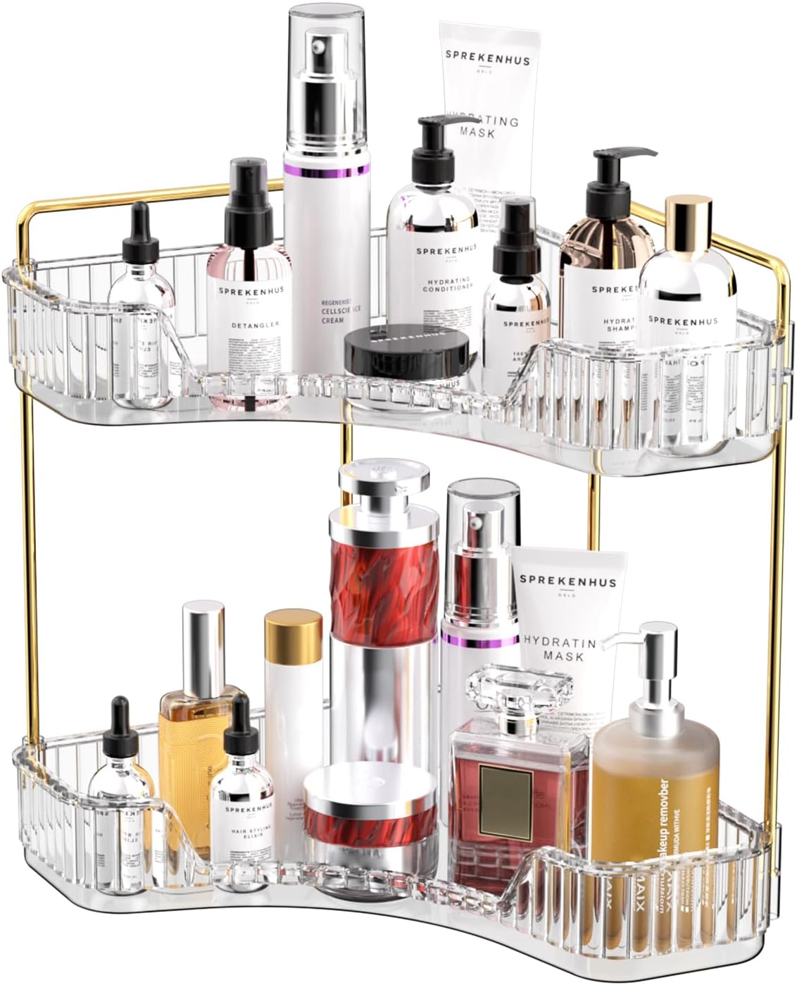 2-Tier Clear Bathroom Organize - Luxury Skincare Tray 评论和价格