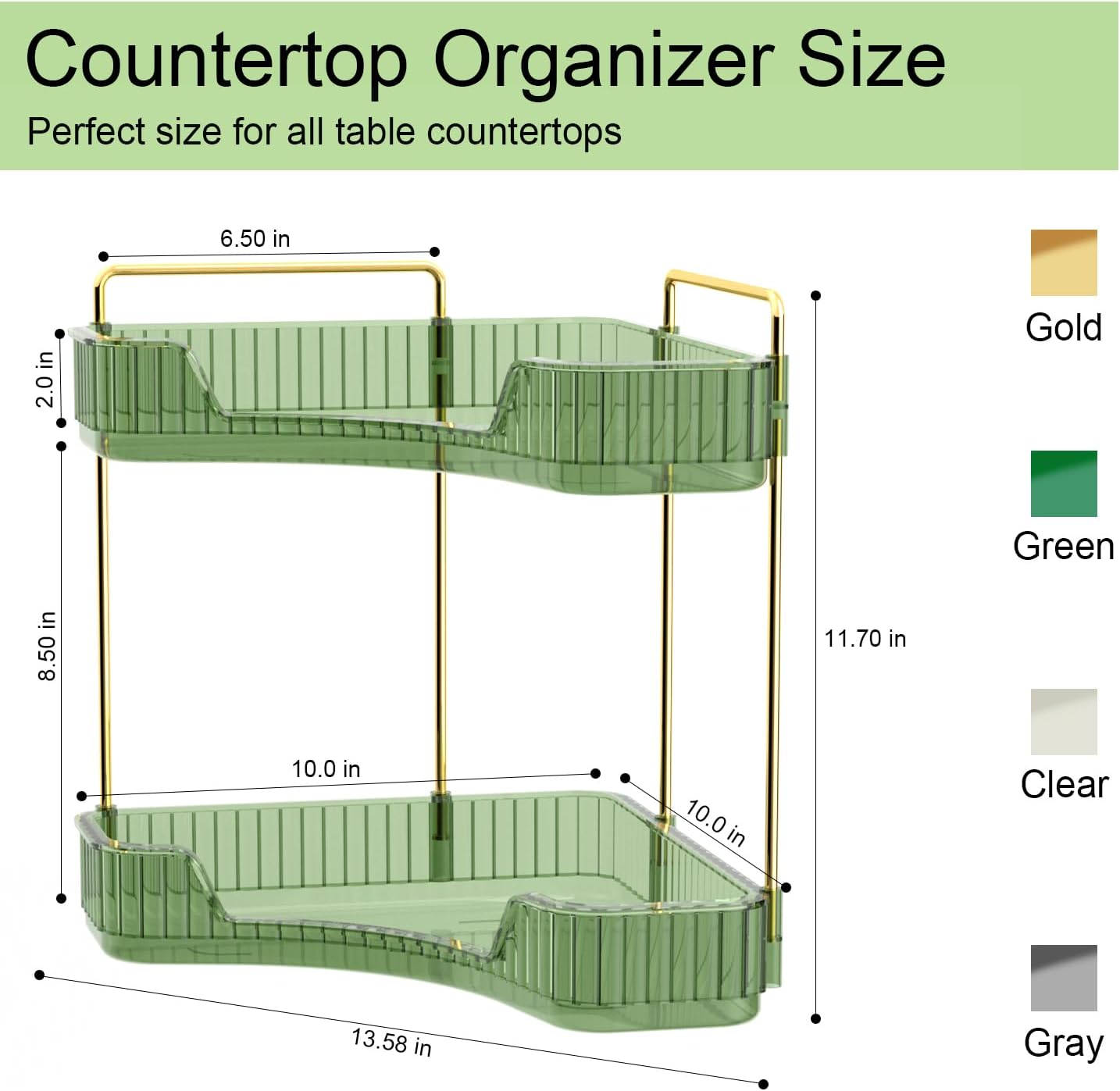 2-Tier Clear Bathroom Organize - Luxury Skincare Tray 评论和价格