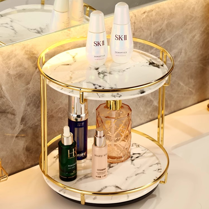 Brass Double-Tier Perfume Stor - Luxury Skincare Tray 评论和价格